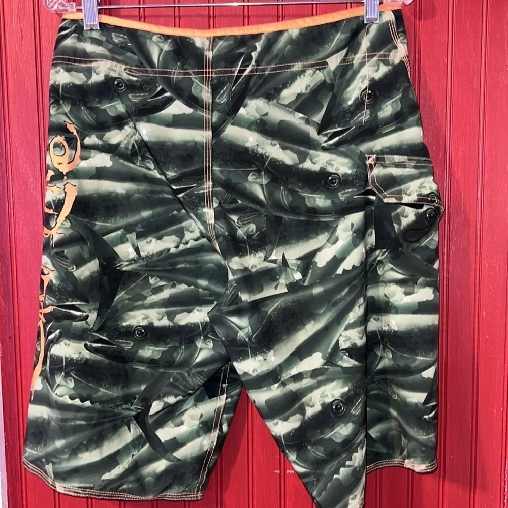 Salt Life Vapor Stretch Fish Print Swim Trunks Shorts 32